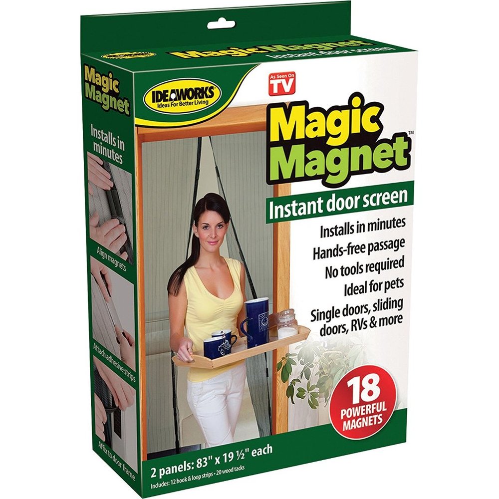 Magic Magnet Instant Door Screen Black NEW
